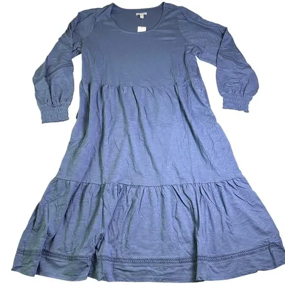 NWT Canyon Retreat Boot Dress Womens 1X Denim Blue Midi Boho Fall Western - Picture 2 of 6